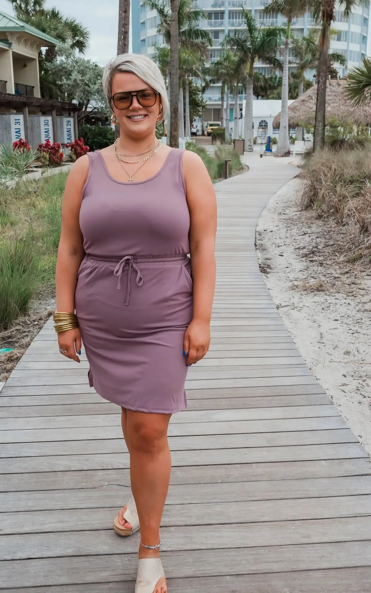 Toes In The Sand Tank Dress - Smoke Red