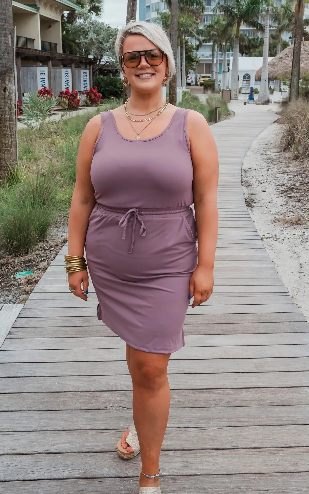 Toes In The Sand Tank Dress - Smoke Red