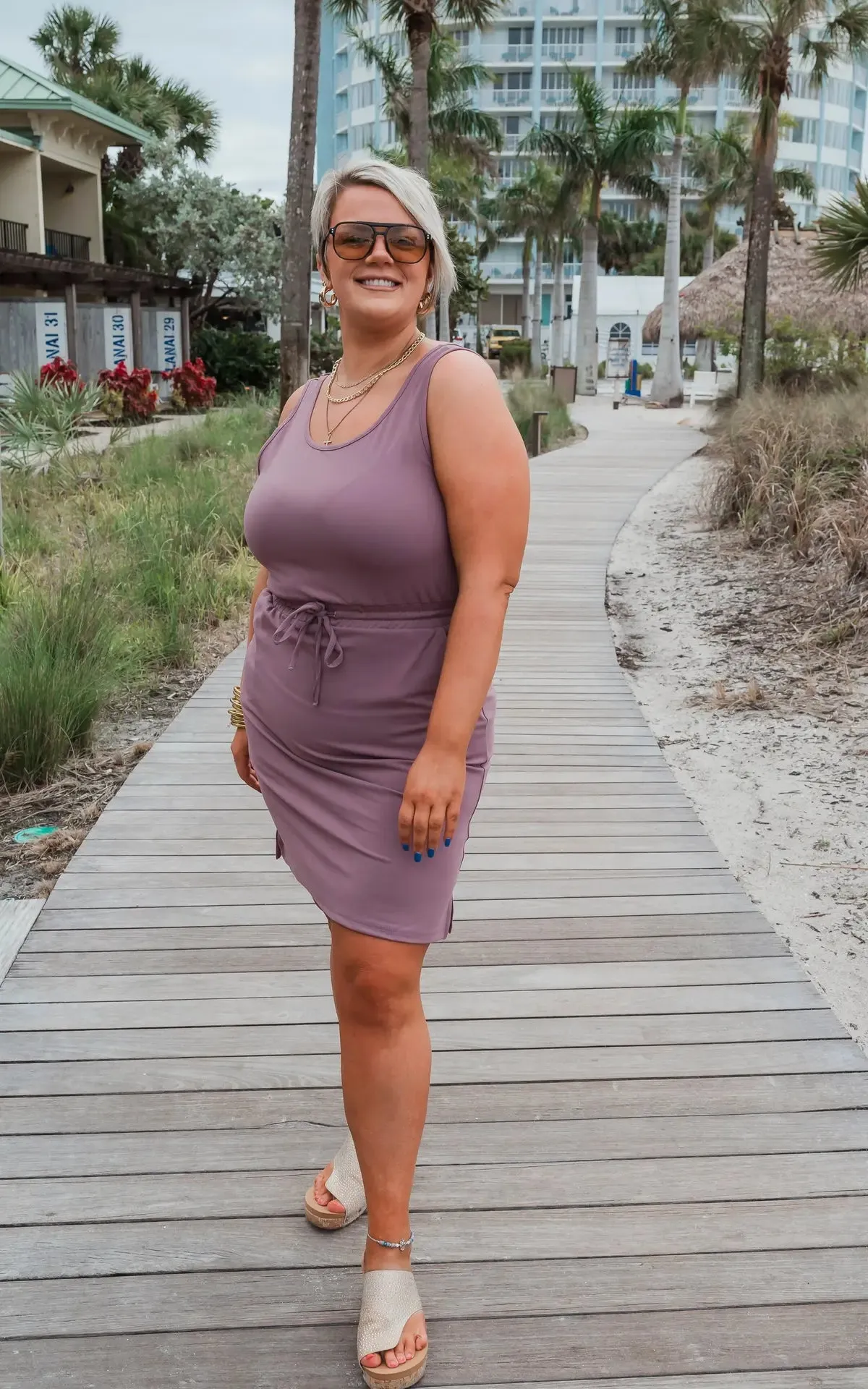 Toes In The Sand Tank Dress - Smoke Red