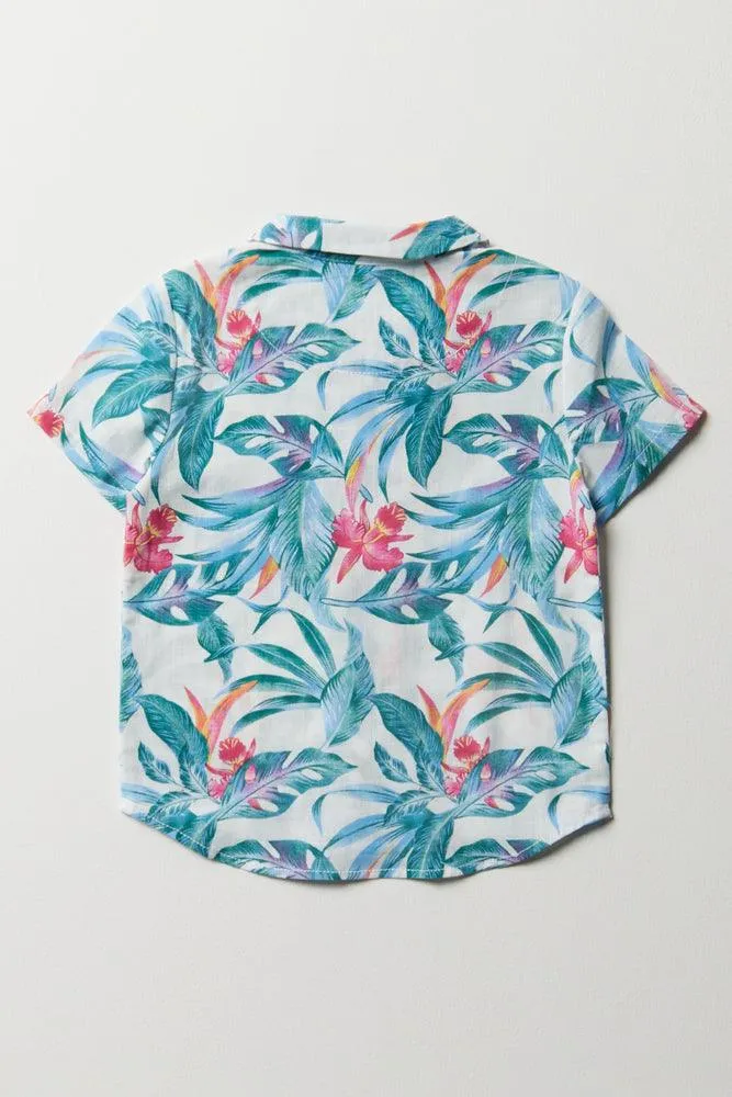 Tropical Short Sleeve Shirt White