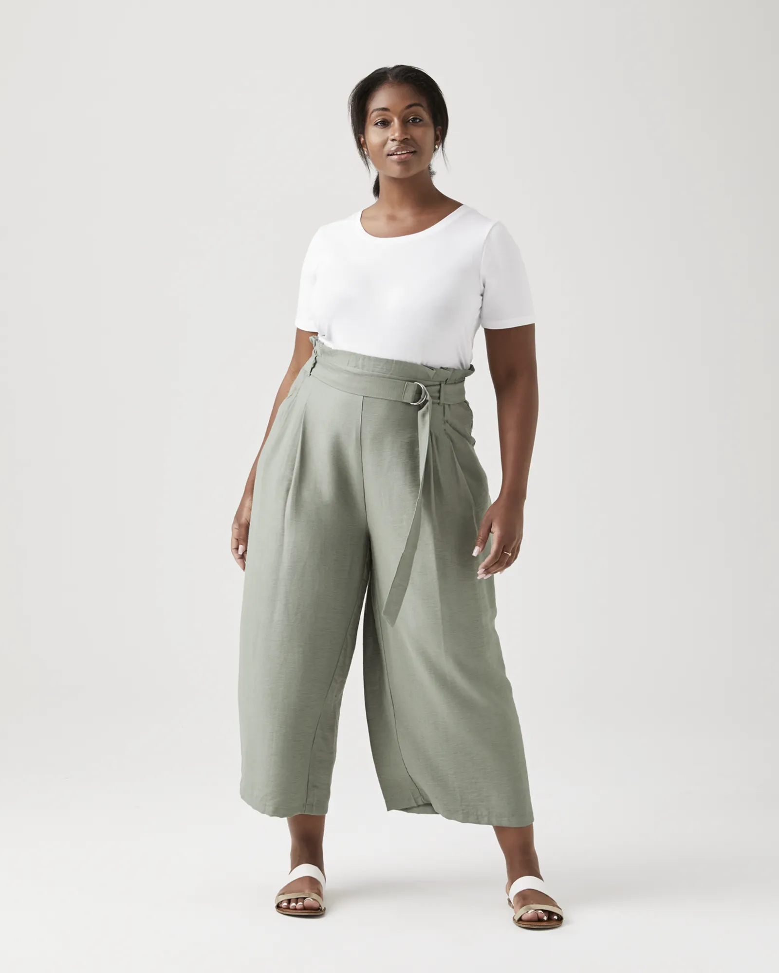 Veronica Culotte Wide-Leg Pants | Olive Green