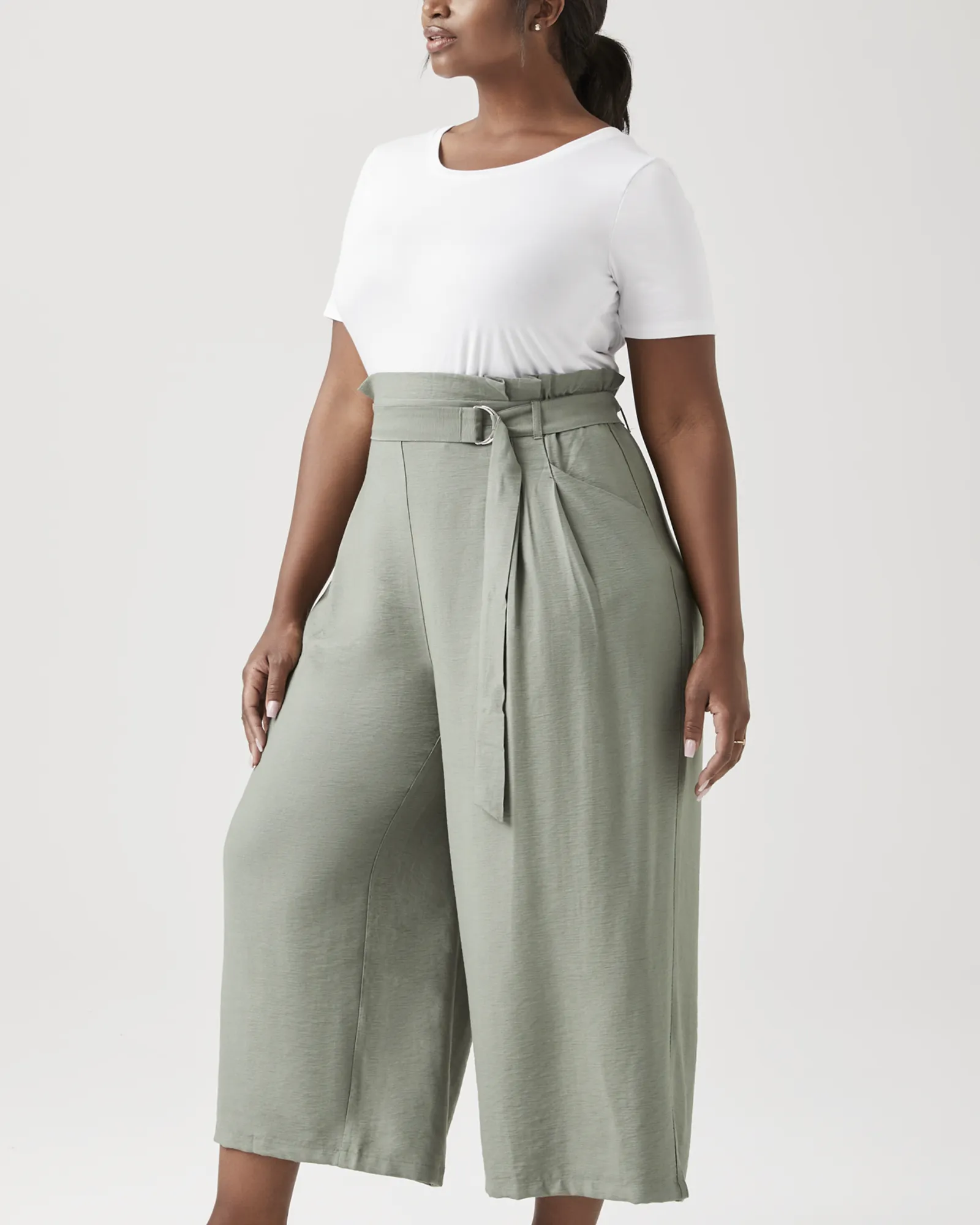 Veronica Culotte Wide-Leg Pants | Olive Green