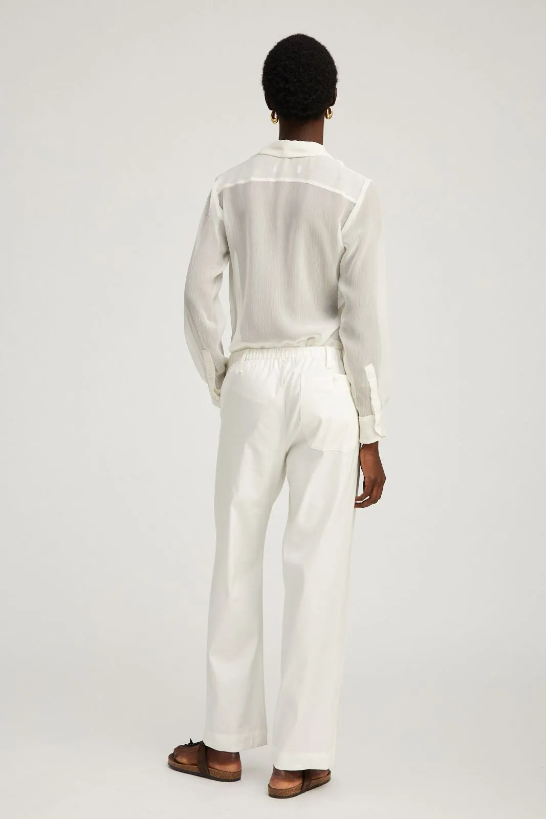 White Linen Drawstring Trousers