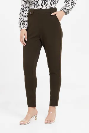 Women Brown Tapered Trousers